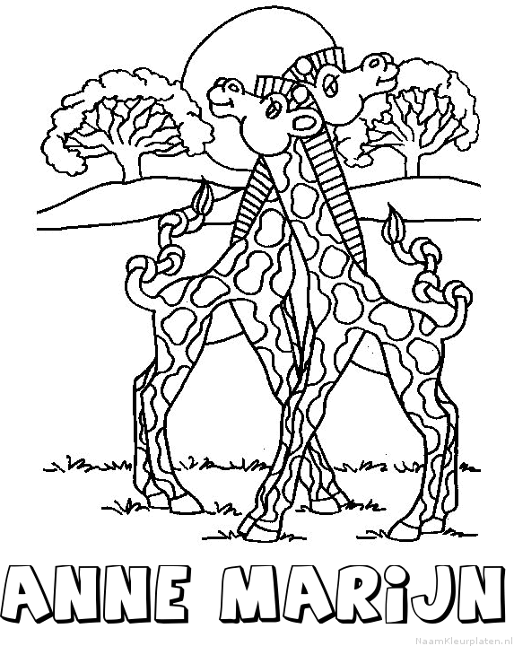 Anne marijn giraffe koppel kleurplaat